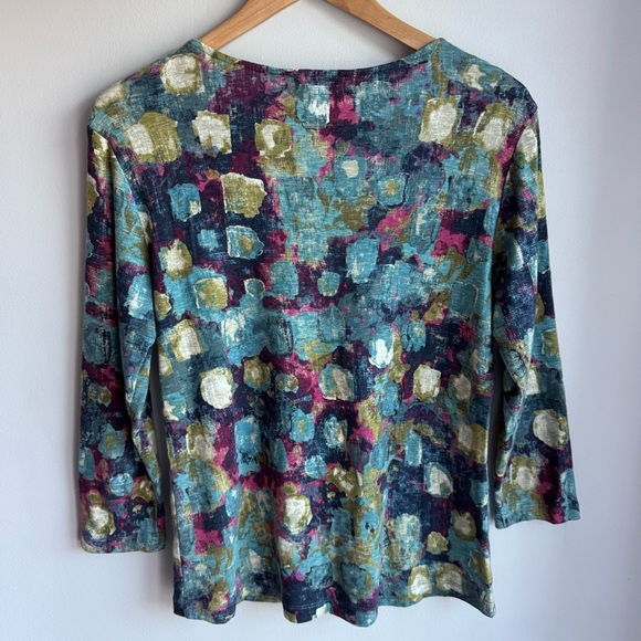 Habitat Artsy Printed 3/4 Sleeve T-Shirt Sz S Multicolour 100% Cotton Top EUC - Picture 5 of 9